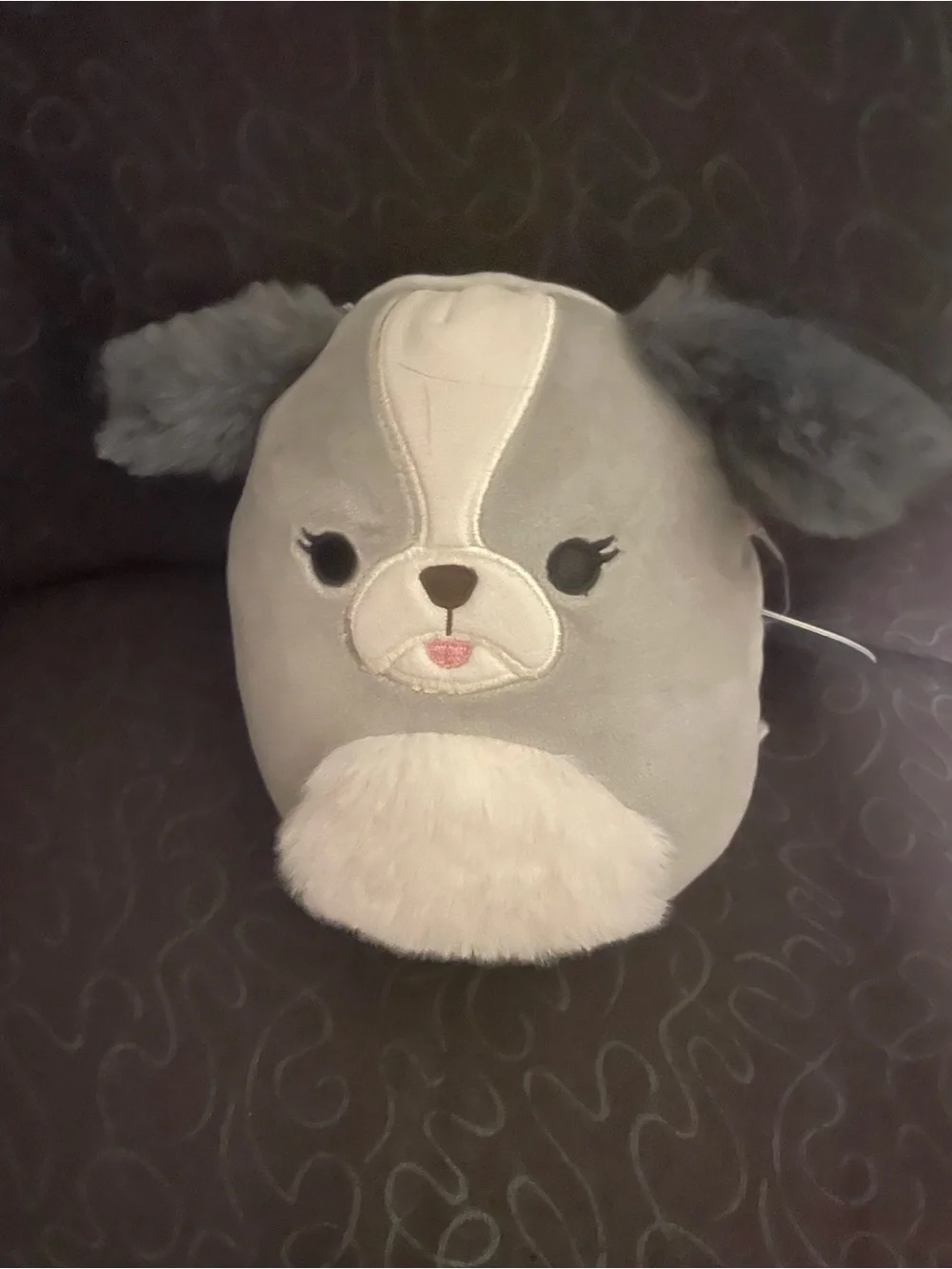 Squishmallows Gray and White Plush Dog